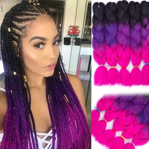 Hair | 5 Packs Of Pink Purple Ombr Braiding Hair New | Poshmark display picture 3